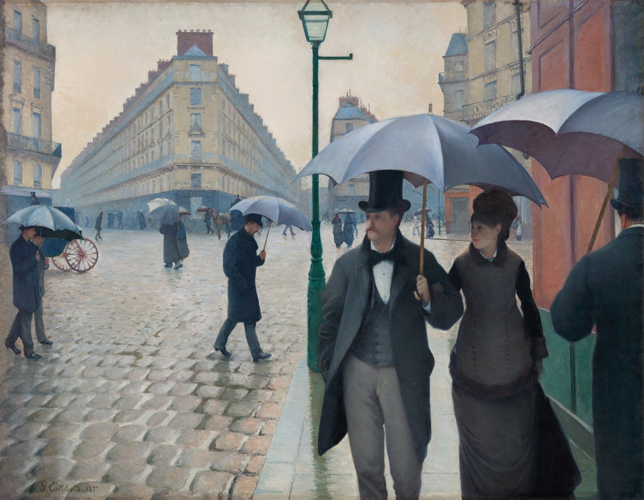 Paris gata; regnig dag av Gustave Caillebotte