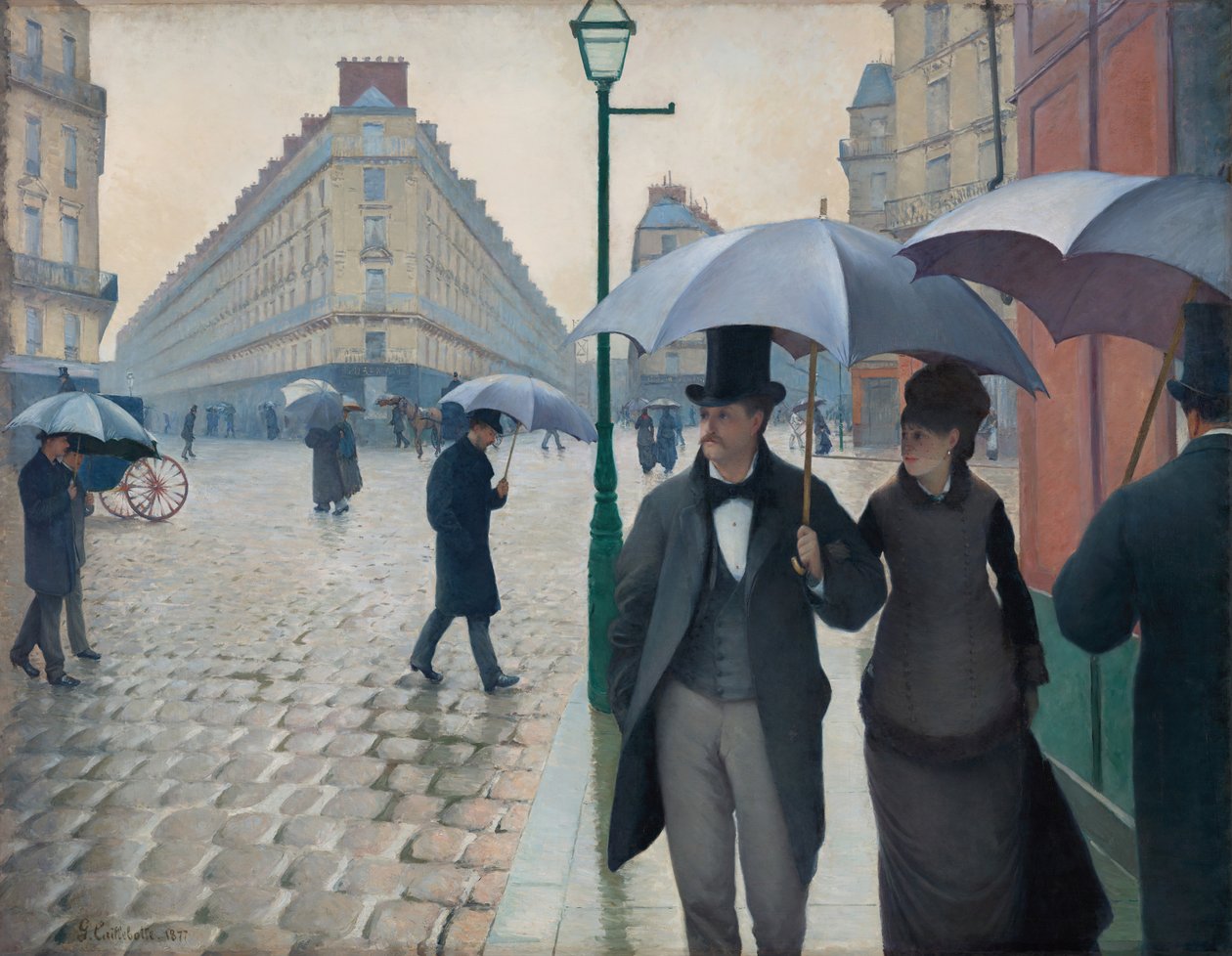 Parisgatan, regnig dag, 1877. av Gustave Caillebotte