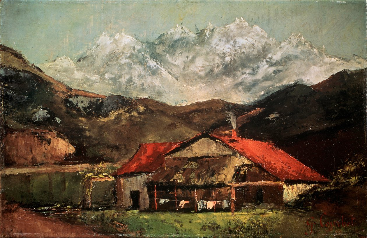 En koja i bergen, c1874 av Gustave Courbet