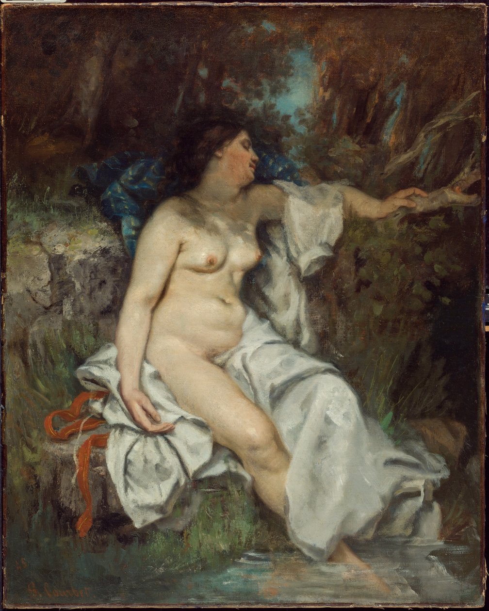 Badare som sover vid en bäck av Gustave Courbet