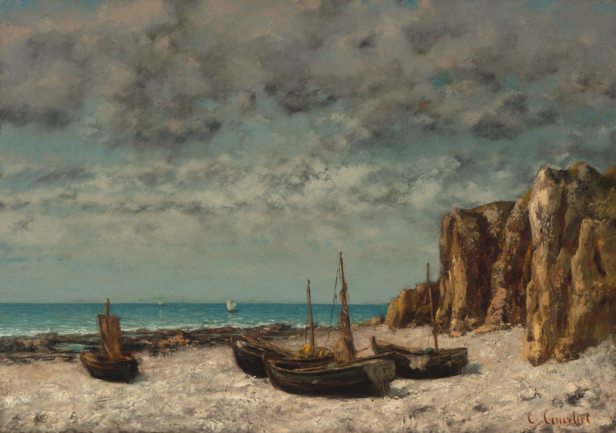Båtar på en strand, Etretat, ca. 18721875. av Gustave Courbet