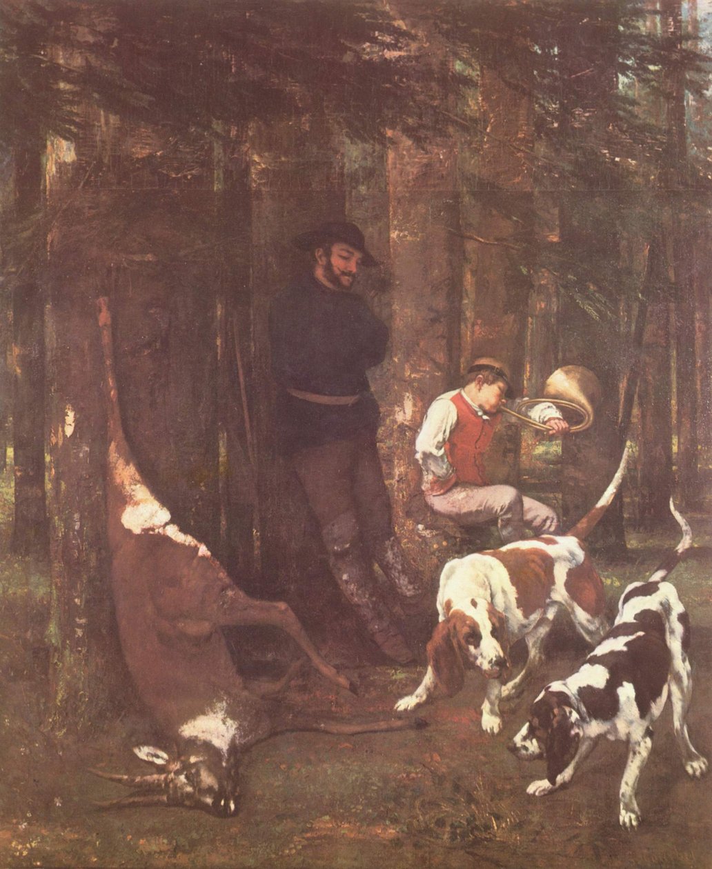 Bytet (jakt med hund) av Gustave Courbet