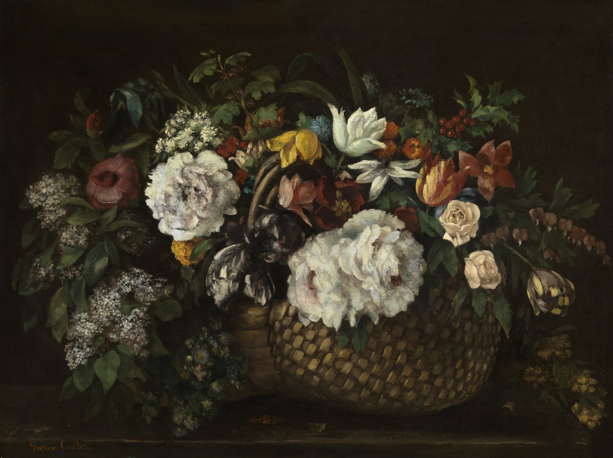 Blommor i en korg av Gustave Courbet