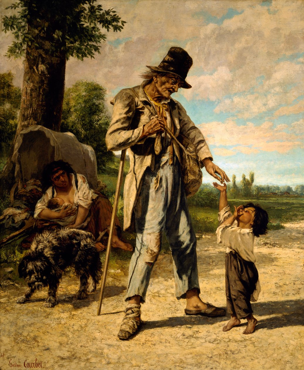 The Alms of a Beggar (olja på duk) av Gustave Courbet