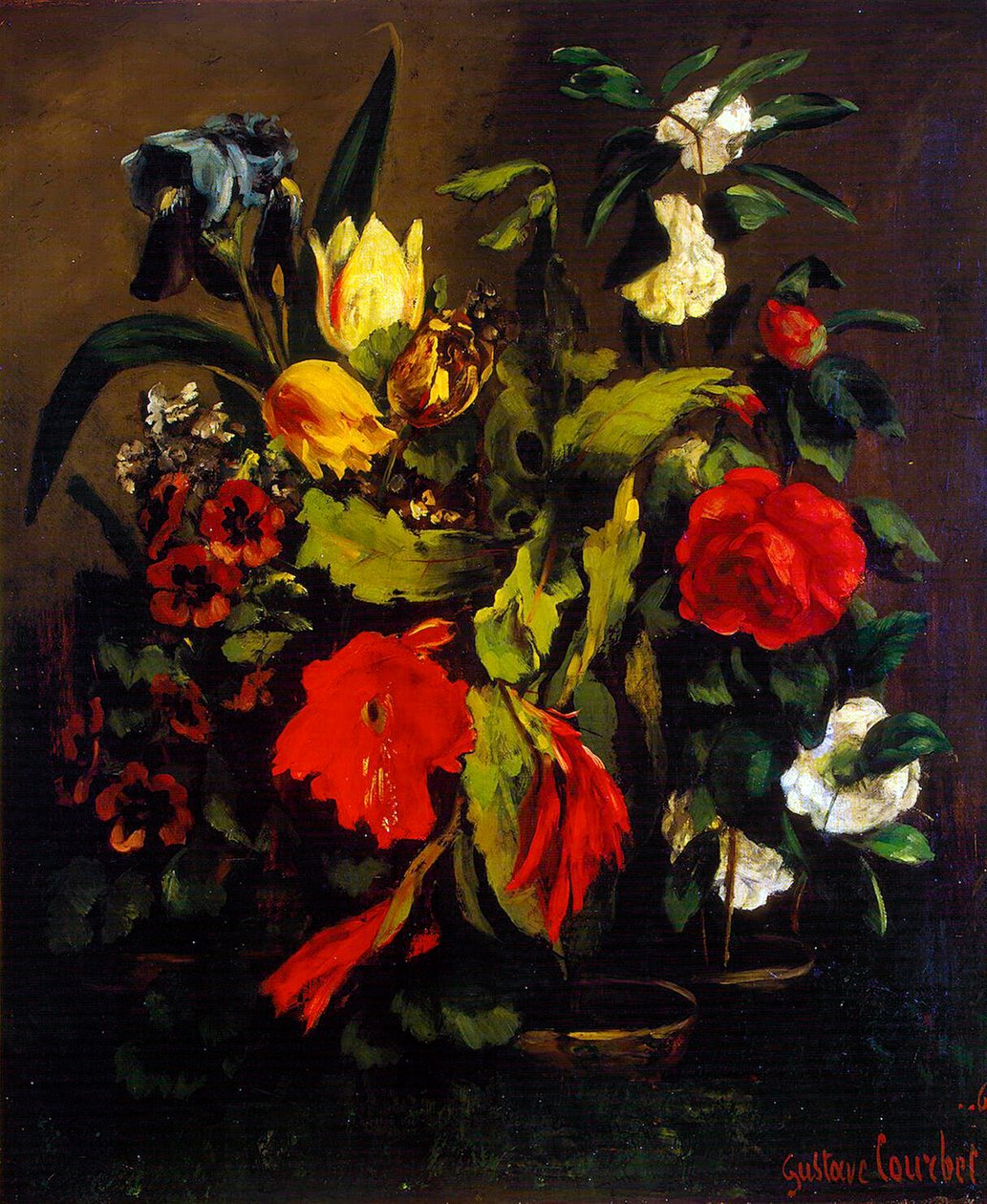 Blommors stilleben, 1863. av Gustave Courbet