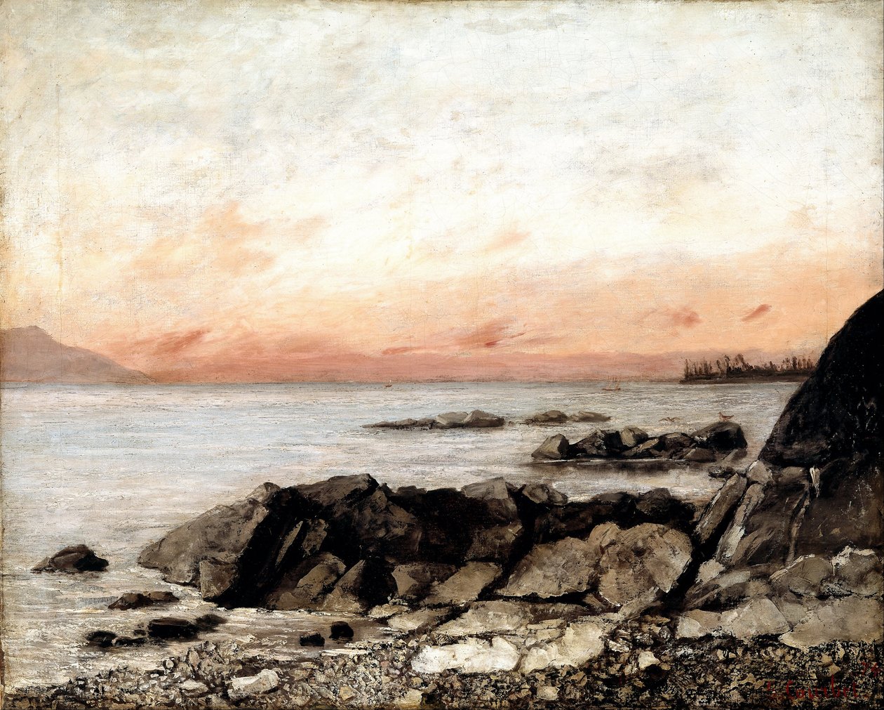 Solnedgång, Vevey, Schweiz av Gustave Courbet