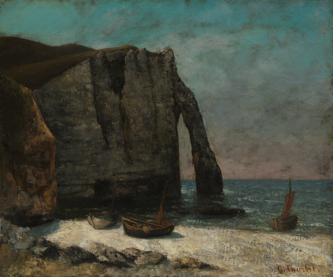 Klippan vid Étretat, efter 1872. av Gustave Courbet