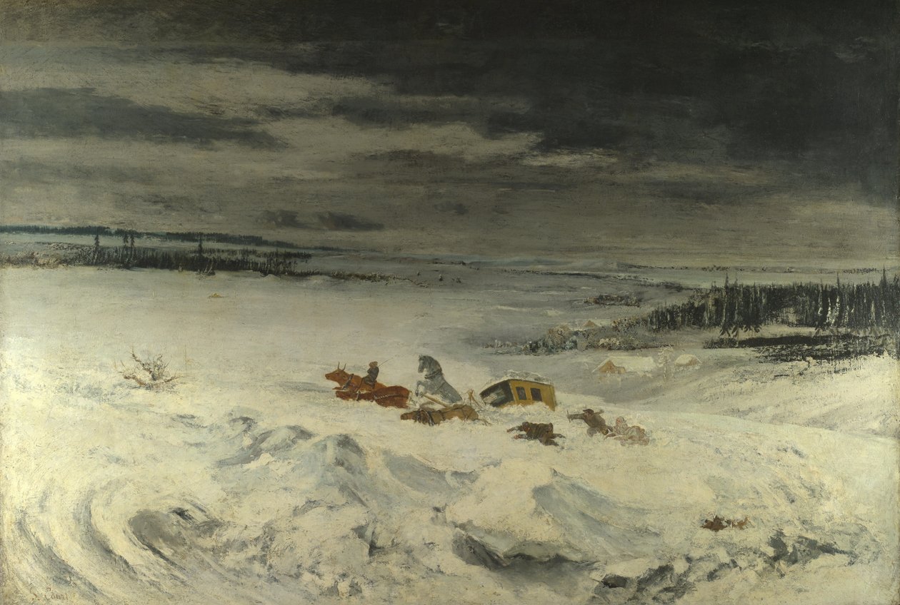 The Diligence in the Snow, 1860 av Gustave Courbet