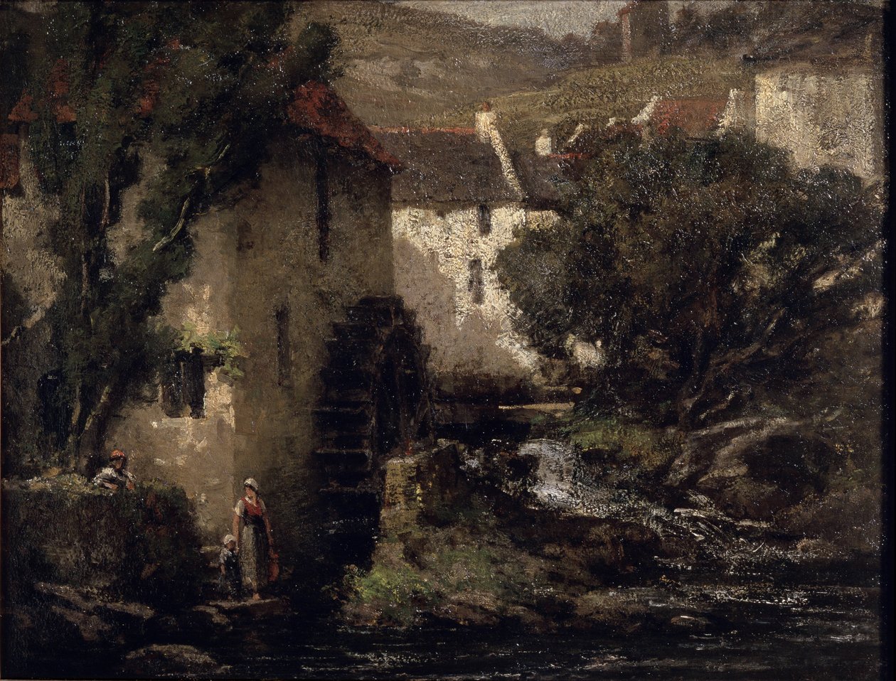 Vattenkvarn (olja på duk) av Gustave Courbet