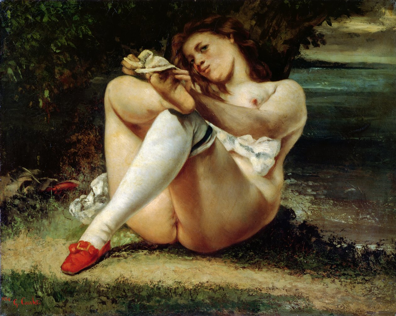 Kvinna i vita strumpor, ca 1861 av Gustave Courbet