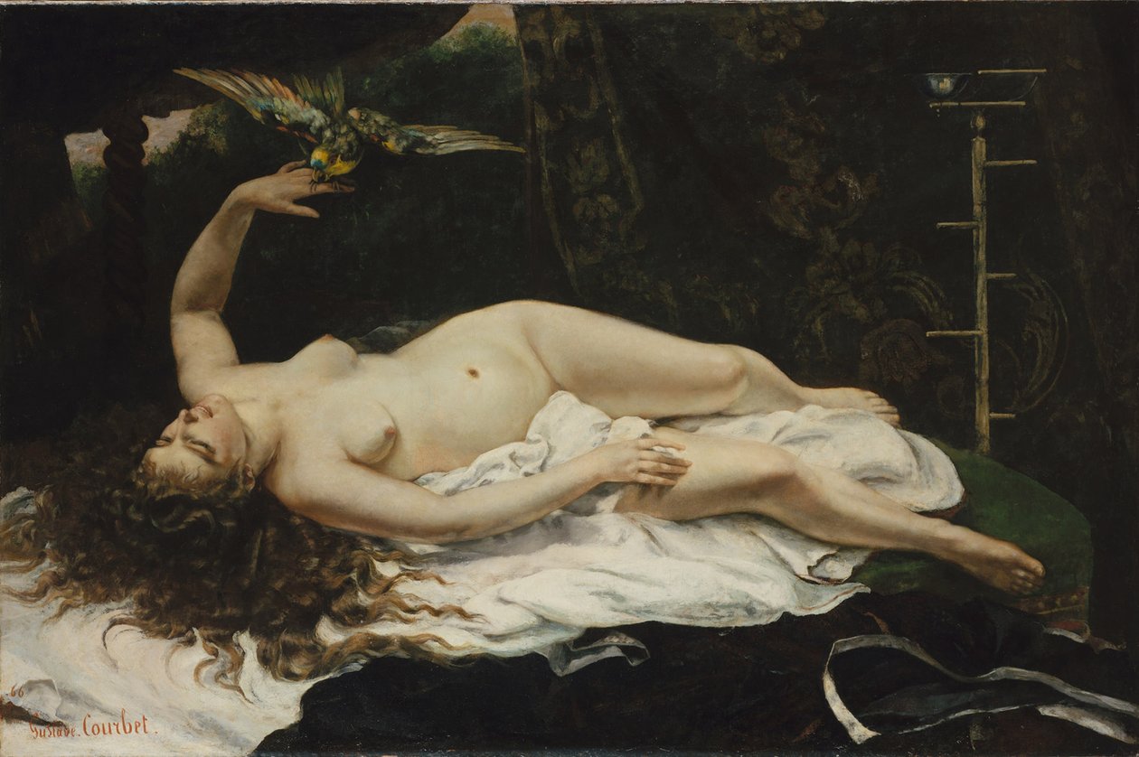Kvinna med en papegoja av Gustave Courbet