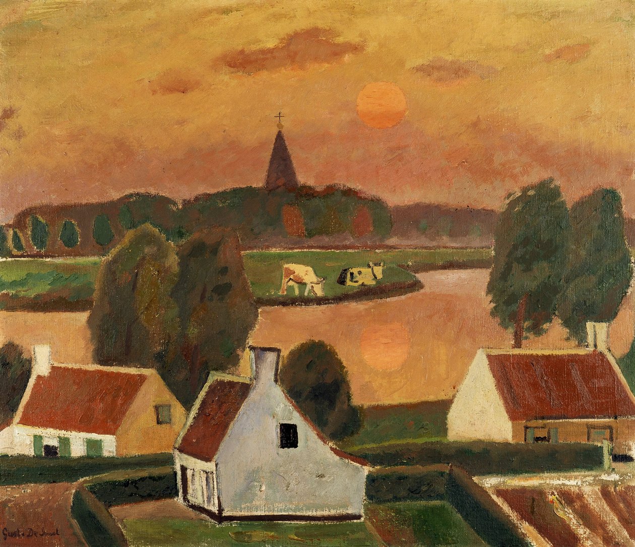 Utsikt över en by av Gustave de Smet