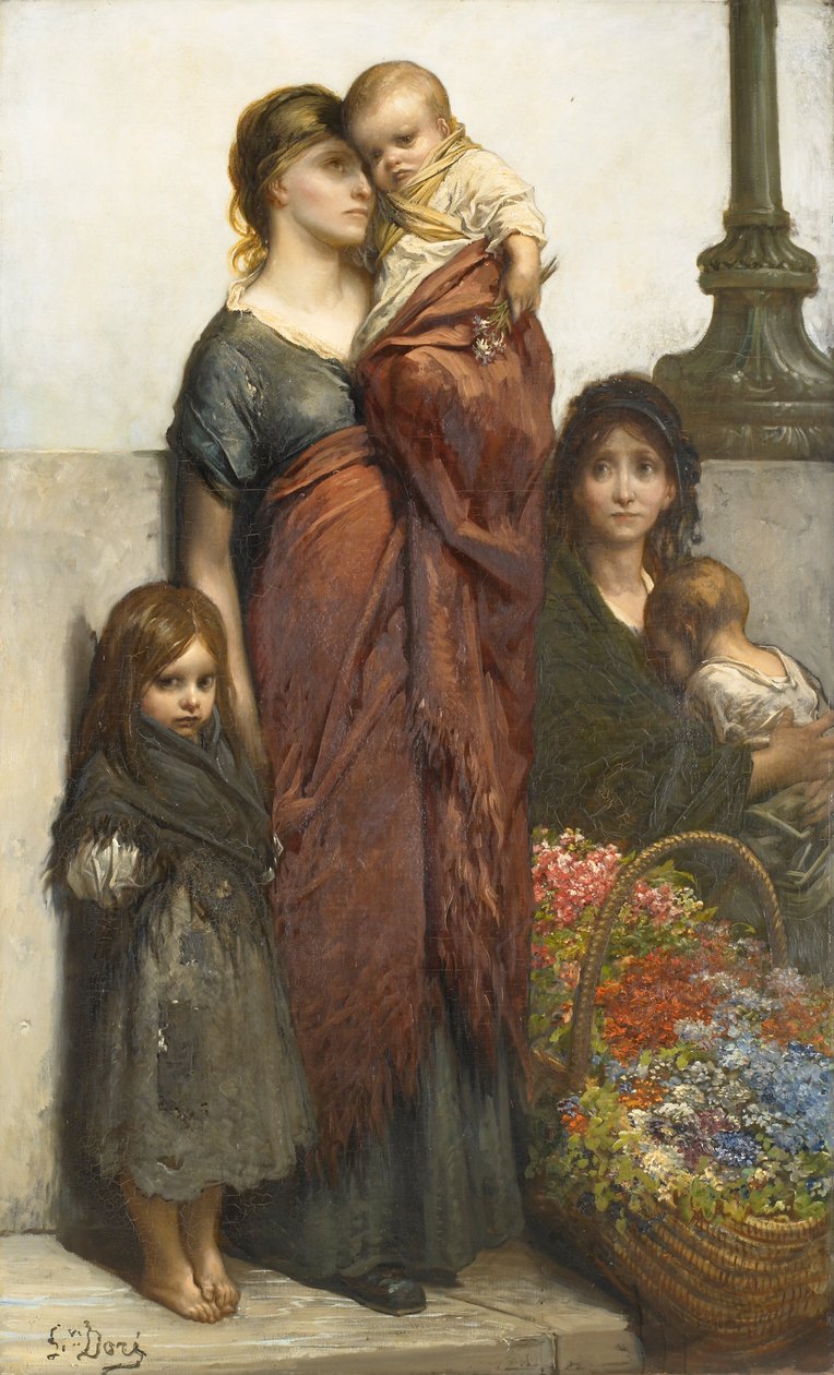 Blomsterförsäljare i London av Gustave Dore