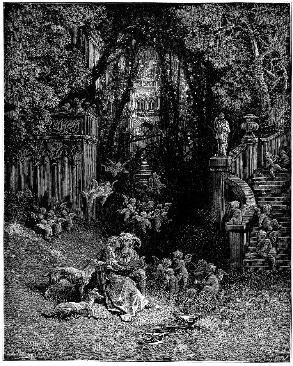 Alcina och Ruggiero som glada älskare, av Gustave Dore