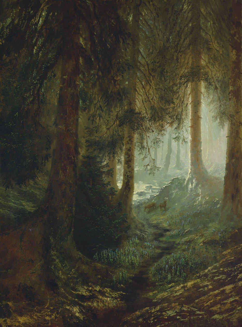 Rådjur i ett skogslandskap av Gustave Dore