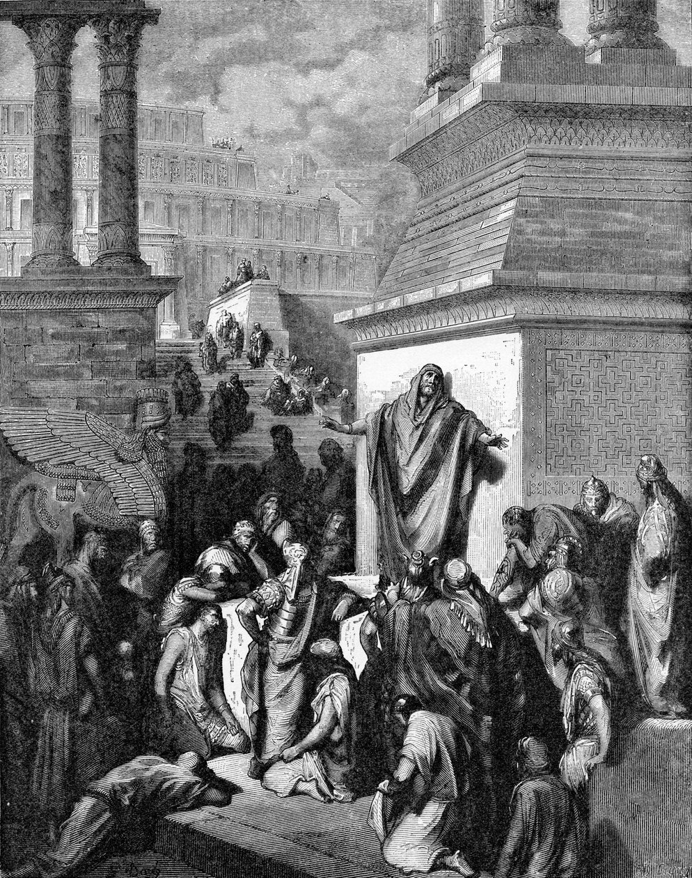 Jona kallar Nineve till omvändelse av Gustave Dore