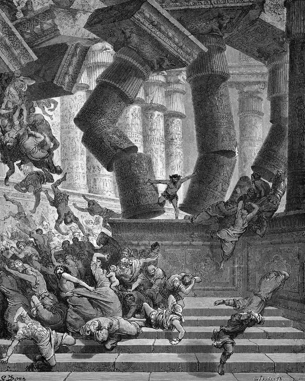 Samsons död - Bibeln av Gustave Dore
