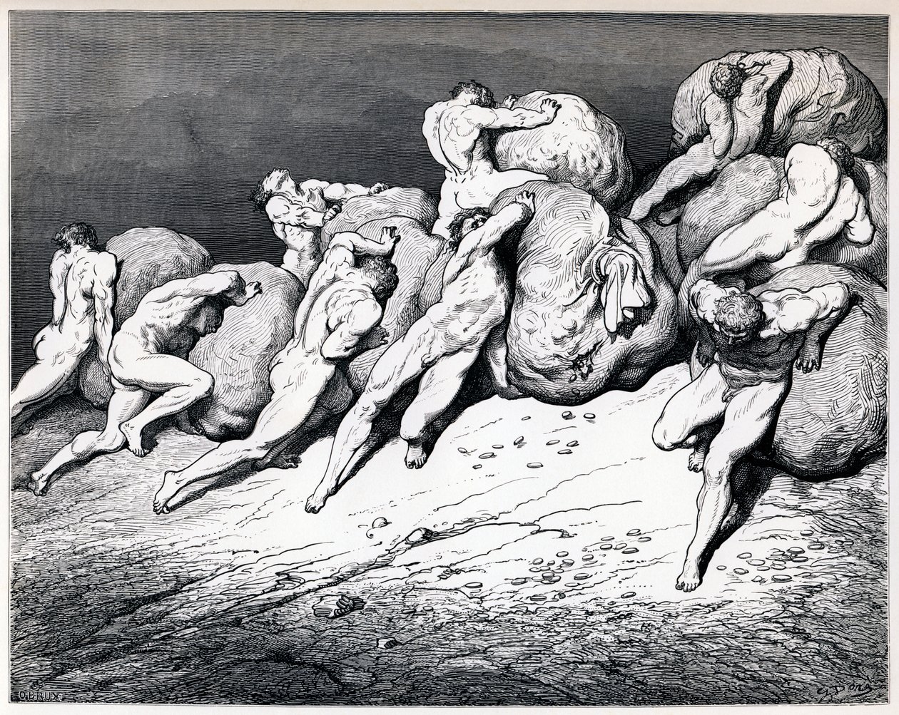 Hamstrarna och slösarna, 1857. av Gustave Dore