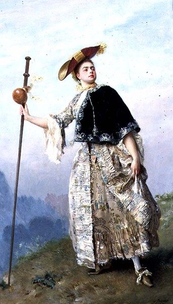 Den fashionabla kvinnan (panel) av Gustave Jacquet