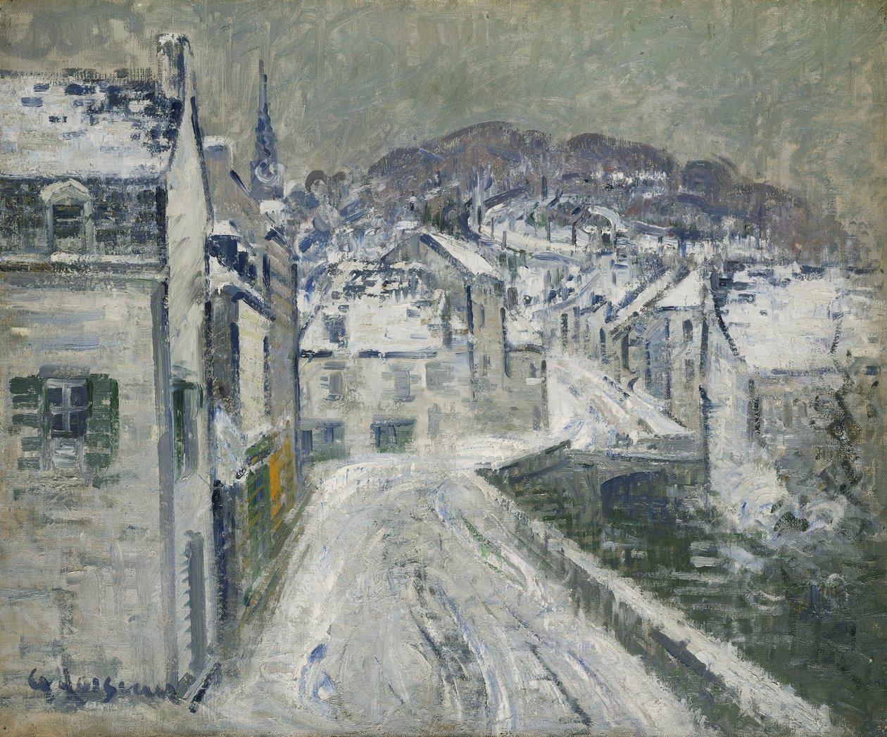 Snö i Pont-Aven; Neige a Pont-Aven, 1922 av Gustave Loiseau