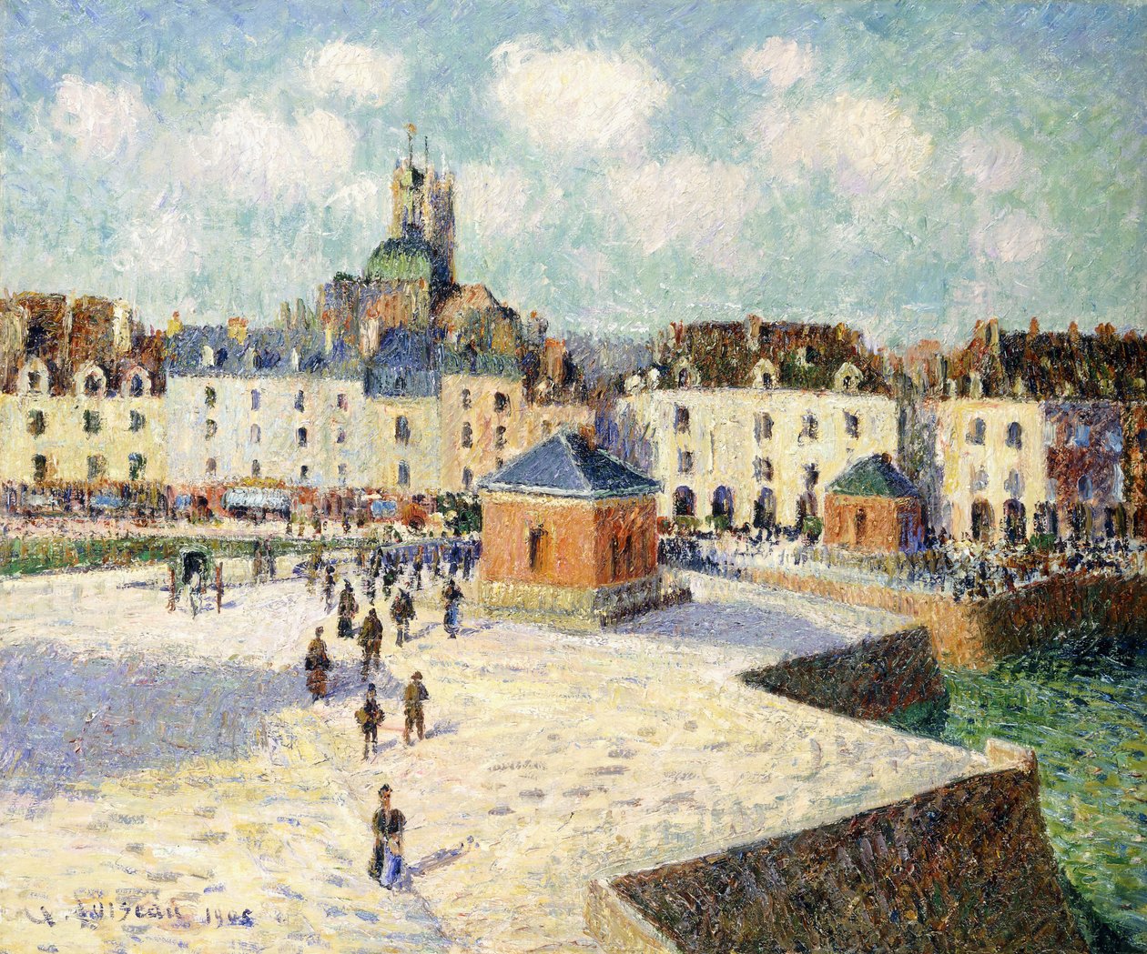 Kajen i Dieppe i solljus, 1905 av Gustave Loiseau