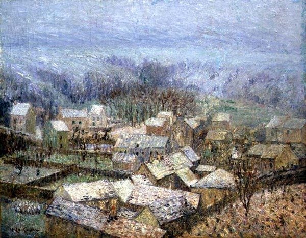 Winter at Pontoise (olja på duk) av Gustave Loiseau