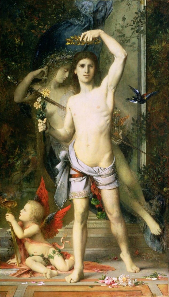Den unge mannen och döden, 1856-65 av Gustave Moreau