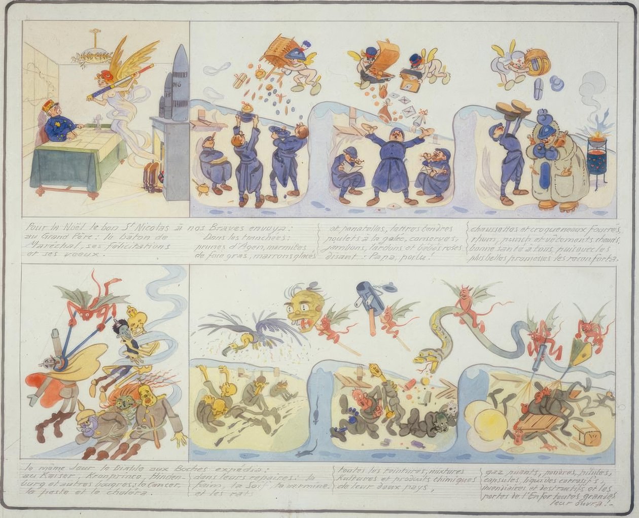 1:a världskriget / julen 1916 / fransk karikatyr av Gustave Wendt