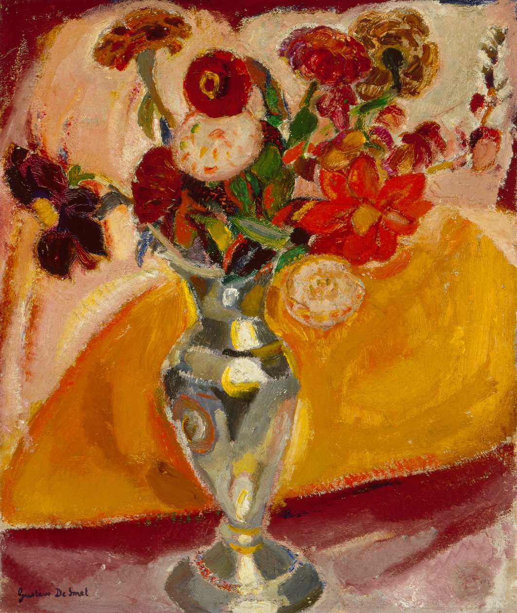 Vas med blommor (olja på duk) av Gustave de Smet