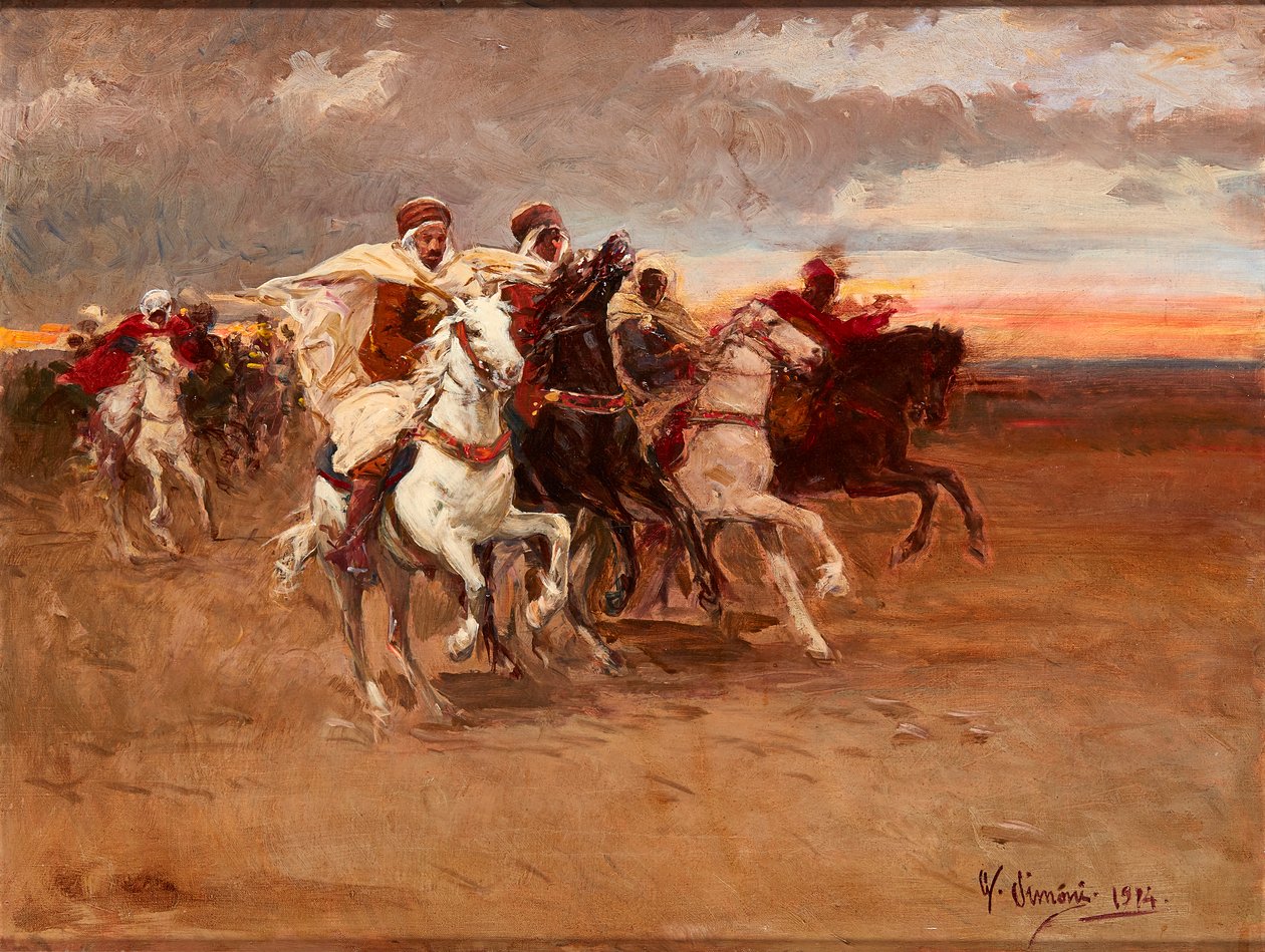 Charging Cavaliers (olja på duk) av Gustavo Simoni