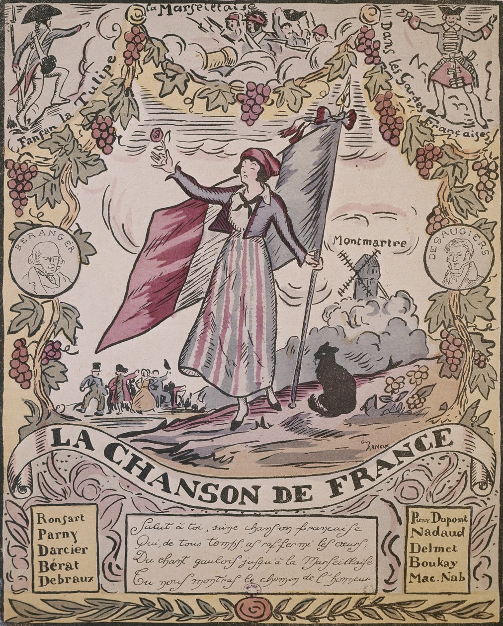 Allegory of French Song (färg litho) av Guy Arnoux