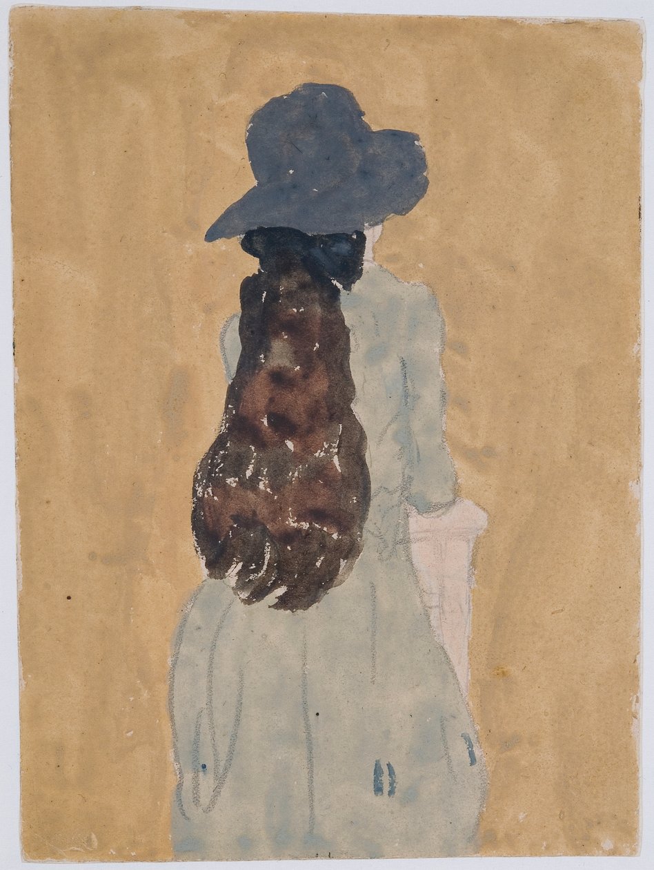 Figur i kyrka (blyerts  gouache på papper) av Gwen John