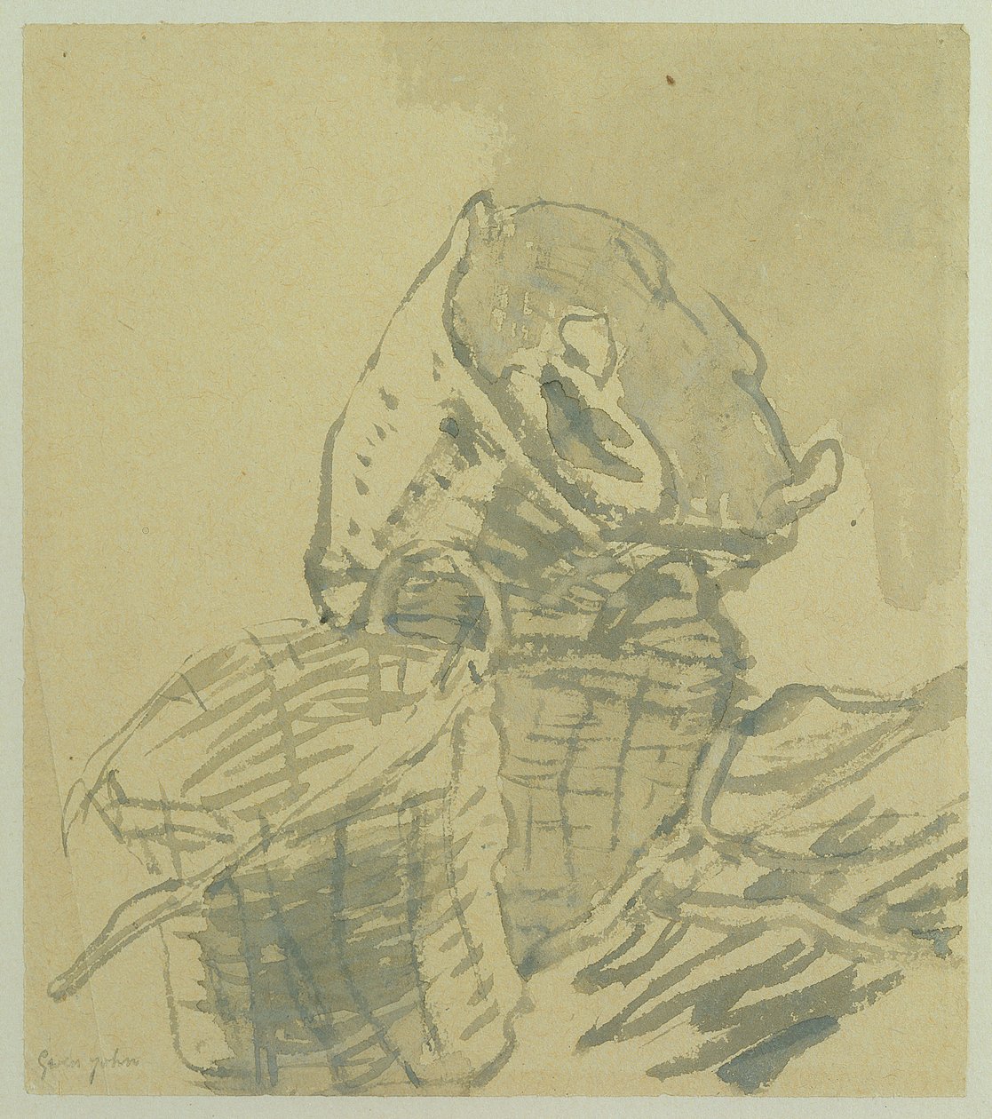 Fishermens Baskets (grå tvätt på papper) av Gwen John