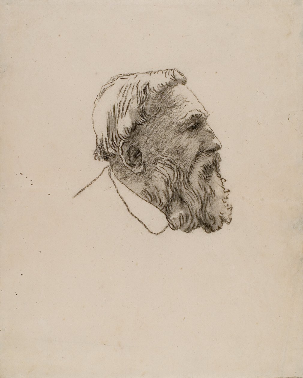 Rodins huvud (kol på papper) av Gwen John