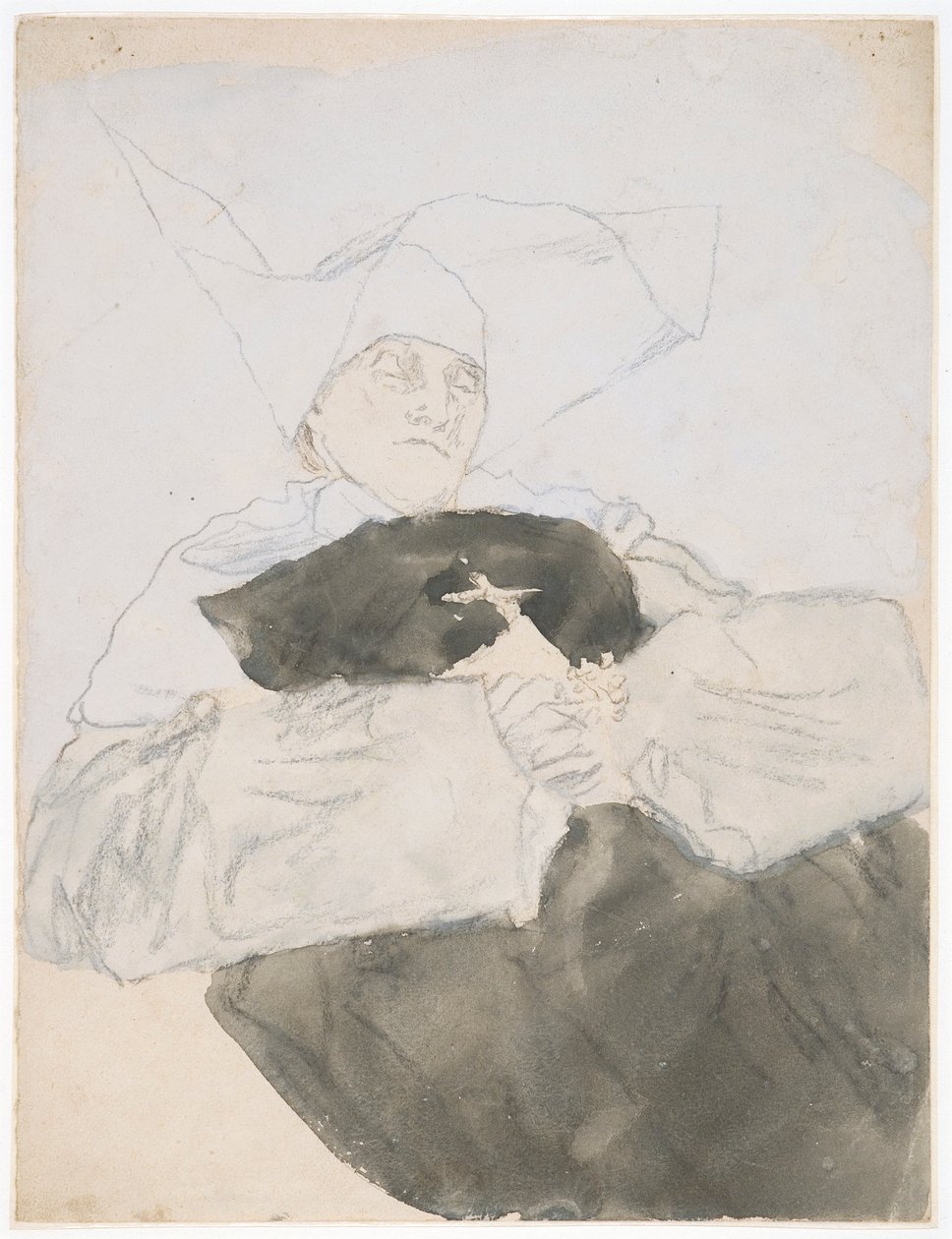 The Dying Nun (blandteknik på papper) av Gwen John