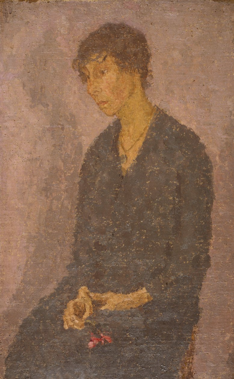 Kvinna som håller en blomma av Gwen John
