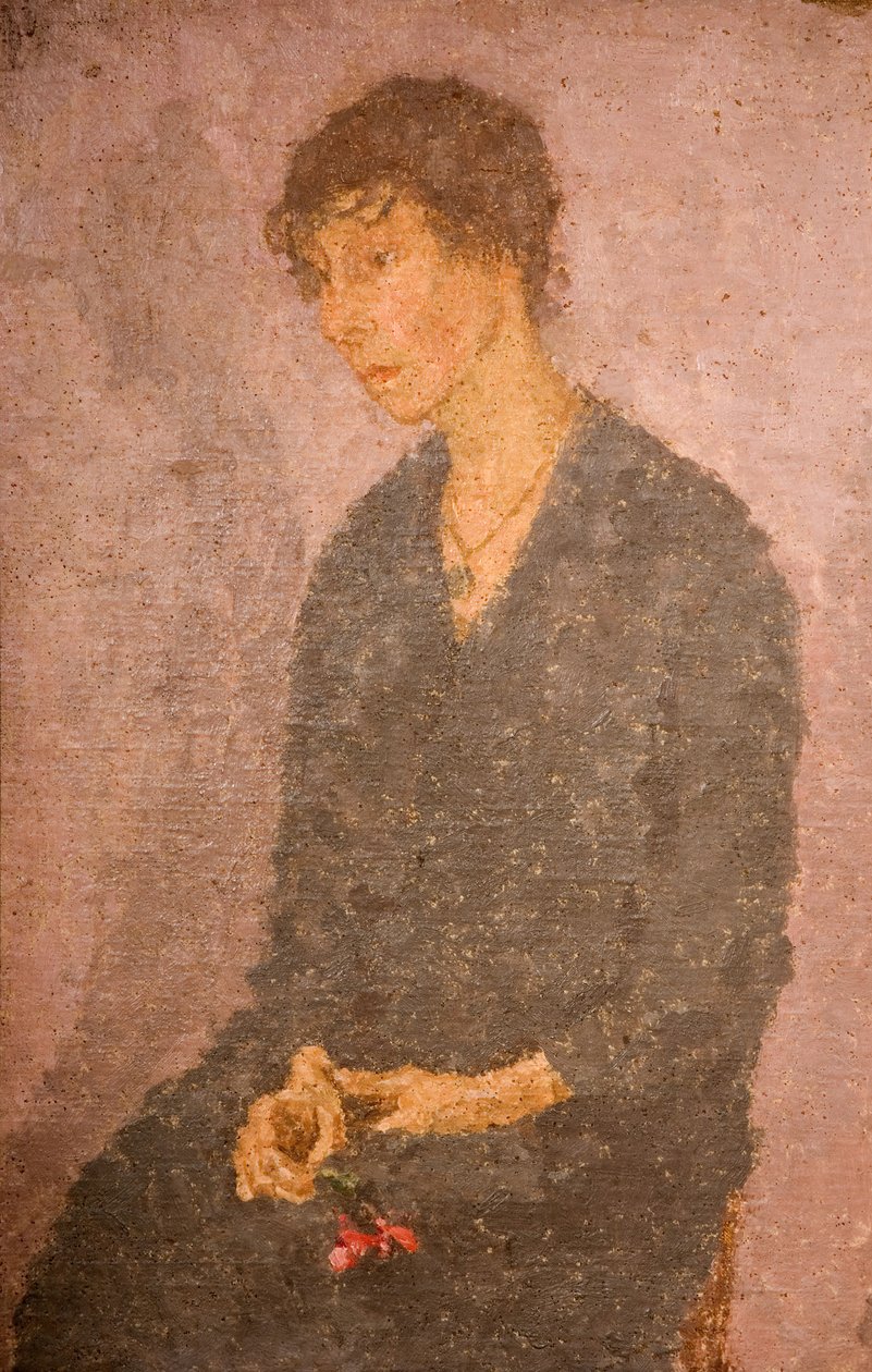 Kvinna som håller en blomma, 1908-1922. av Gwendolen Mary John