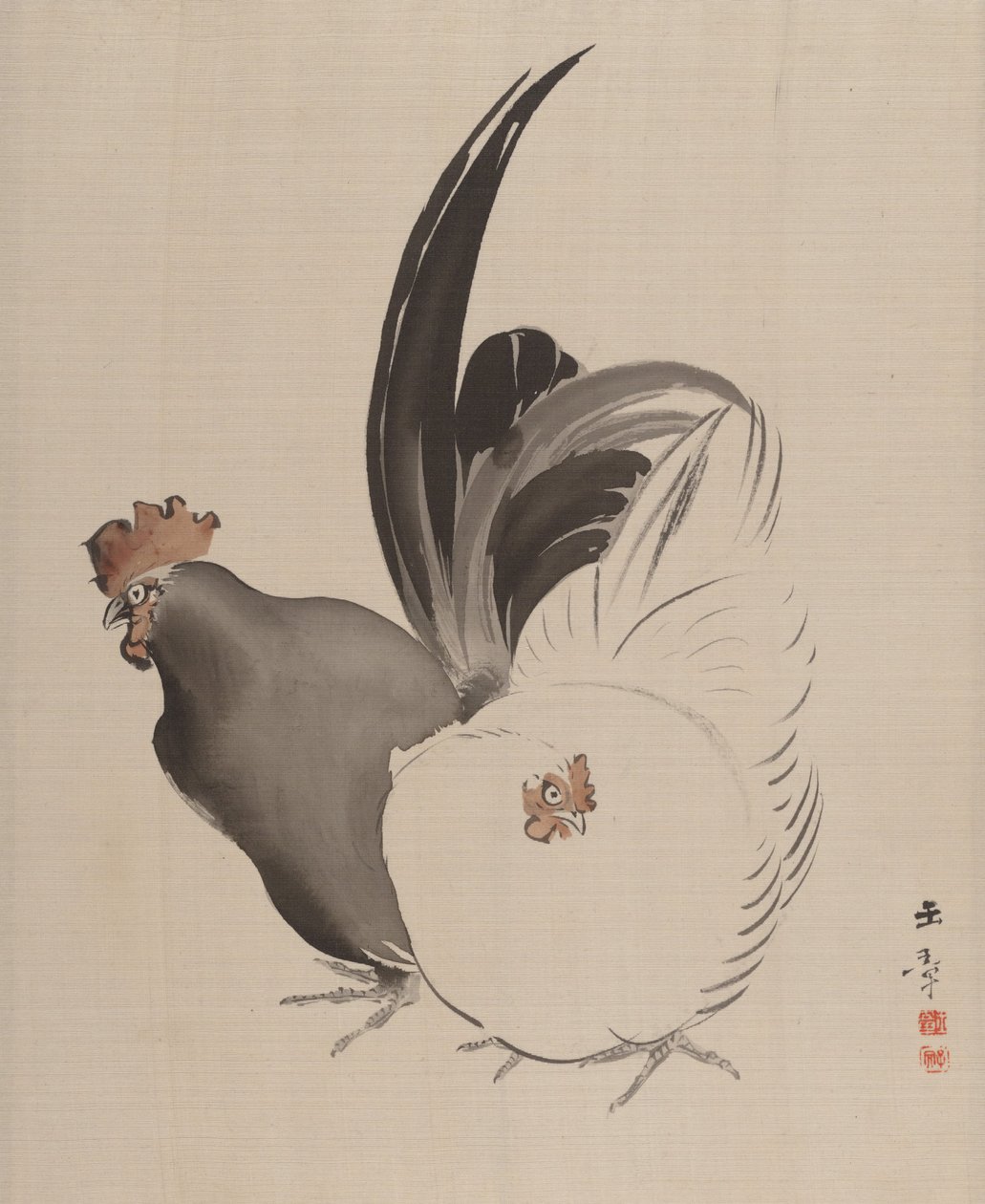 Cock and Hen, 1887-92. av Gyokusho Kawabata