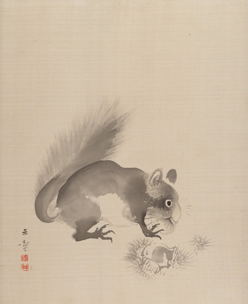 Ekorre som äter kastanjer, 1887-92. av Gyokusho Kawabata