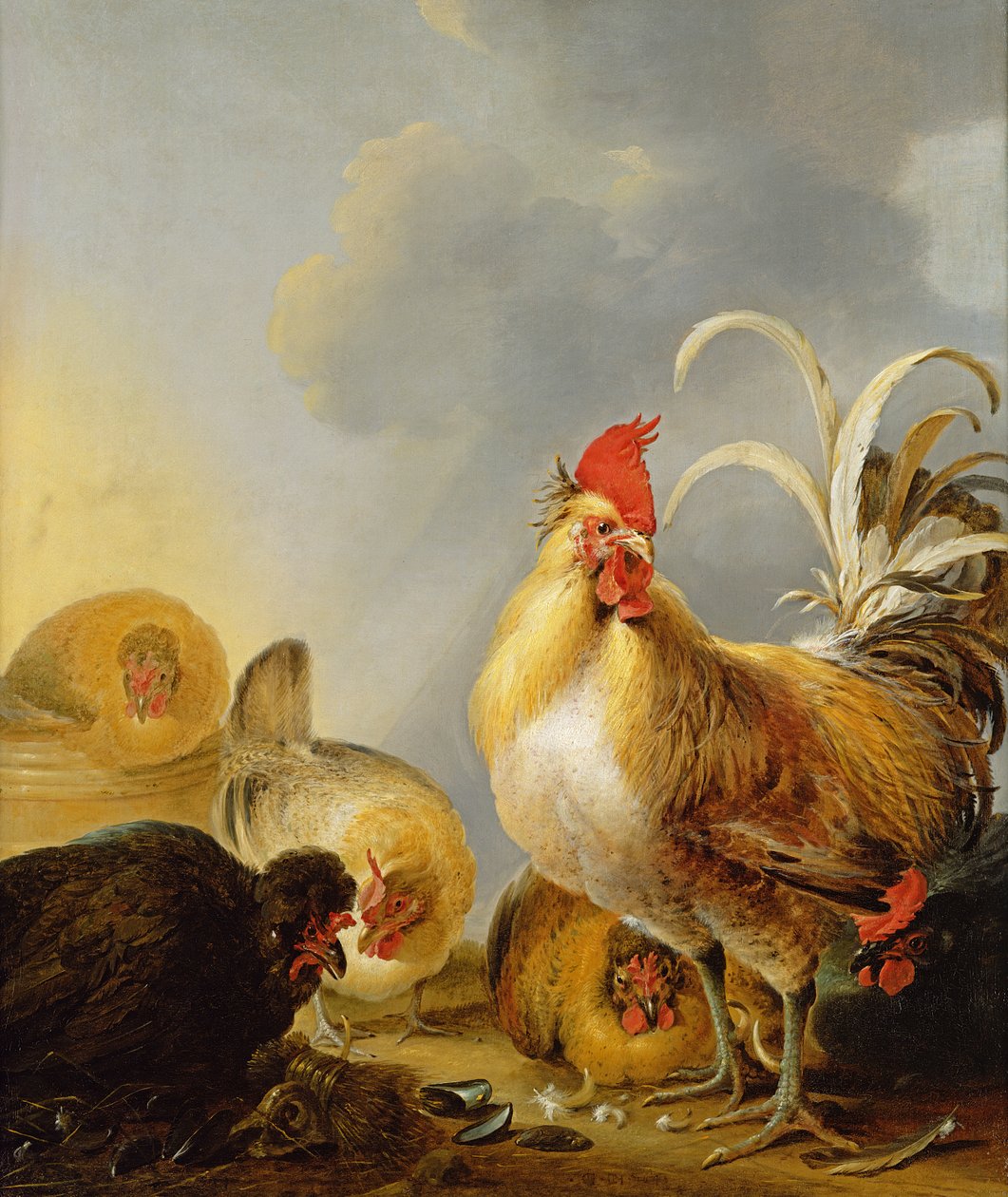 En grupp gårdshöns, 1643 av Gysbert Hondecoeter
