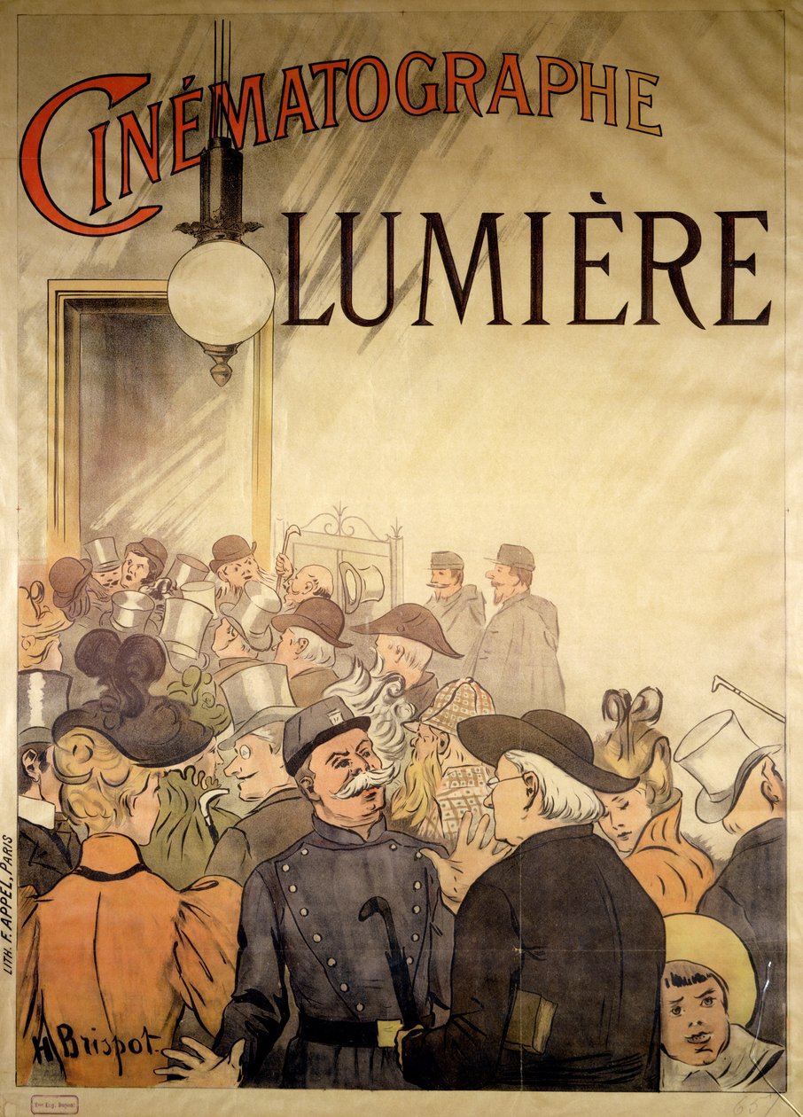 Affisch med reklam för "Cinematographe Lumiere", 1896 av H. Brispot