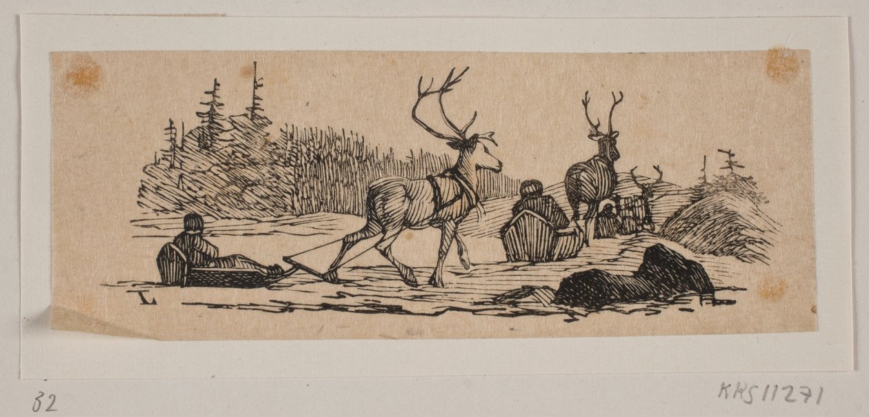Slädetur med renar av H. C. Henneberg