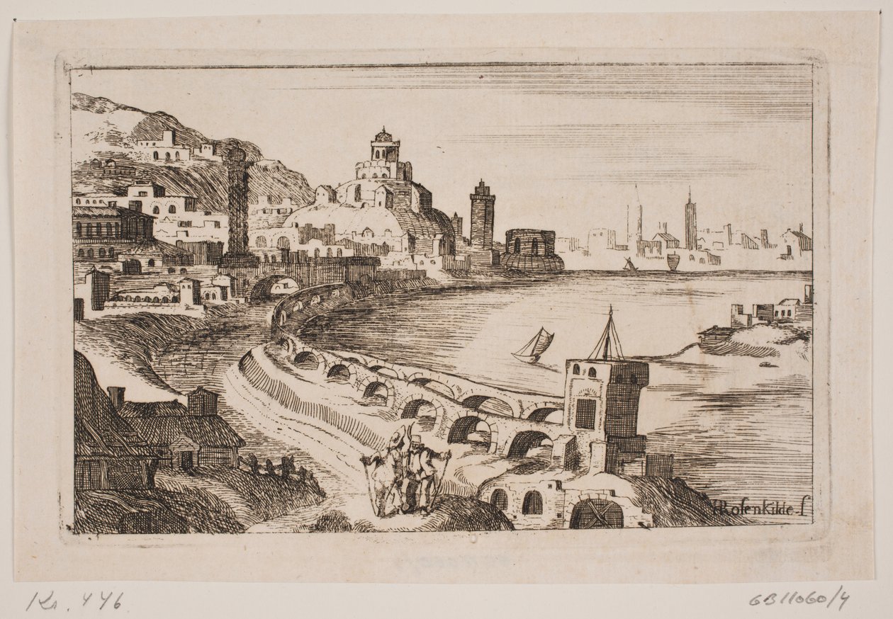 Riverside med orientalisk stad av H. Rosenkilde