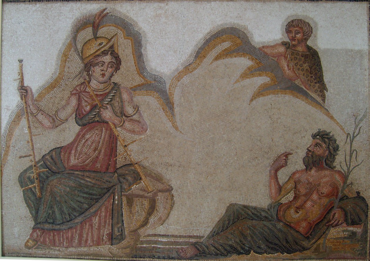 Mosaik som visas på Neapolismuseet i Babeul-Tunisia. av Habib M’henni