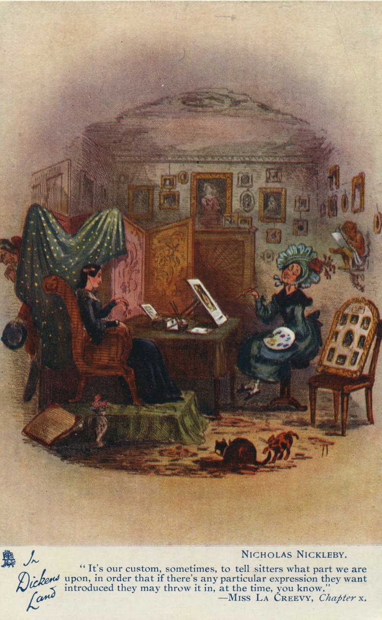 In Dickens Land - Nicholas Nickleby Postcard, c.1905 av Hablot Knight Browne