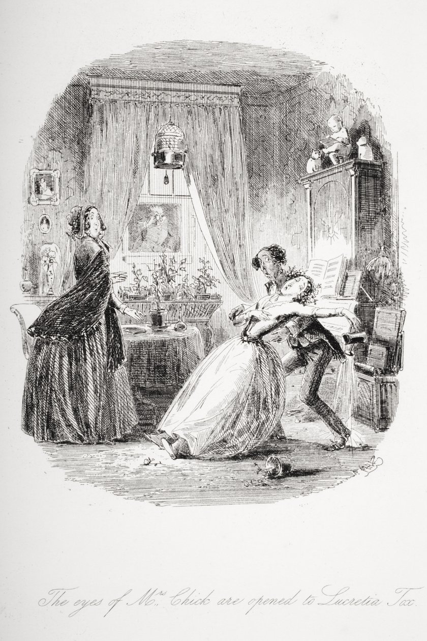 Fru Chicks ögon öppnas för Lucretia Tox, illustration från 
