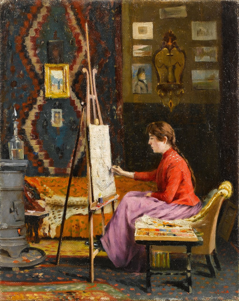 Ressam Kz ve Atölyesi , Girl Painter and Her Studio av Halil Pasa