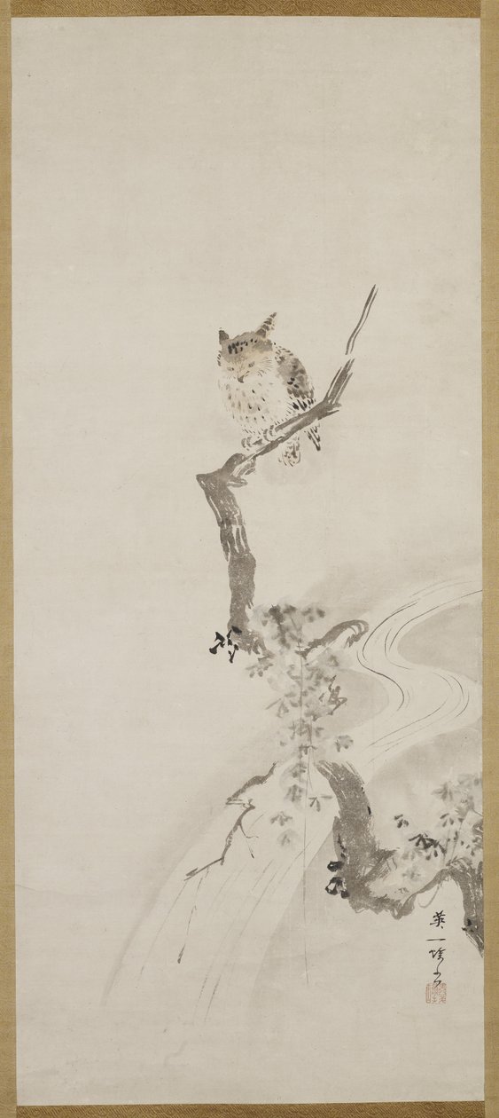 En uggla i ett träd, ca 1710 av Hanabusa Itcho