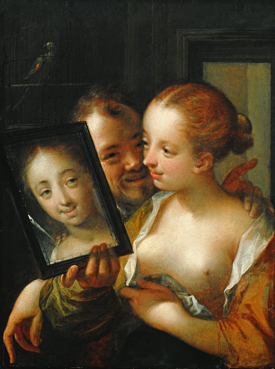 Wanandoa Wanaocheka na kioo, 1596swed av Hans von Aachen