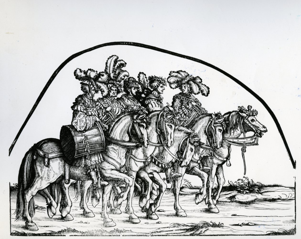 En grupp trummisar, från kejsar Maximilian I:s triumftåg, ca 1517 av Hans Burgkmair